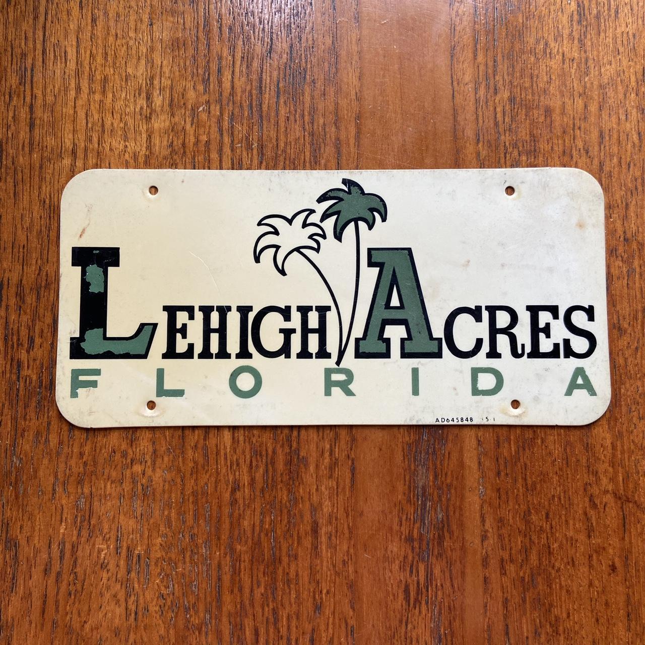 Vintage 90s USA Lehigh Acres Florida tourist souvenir promotional American license plate