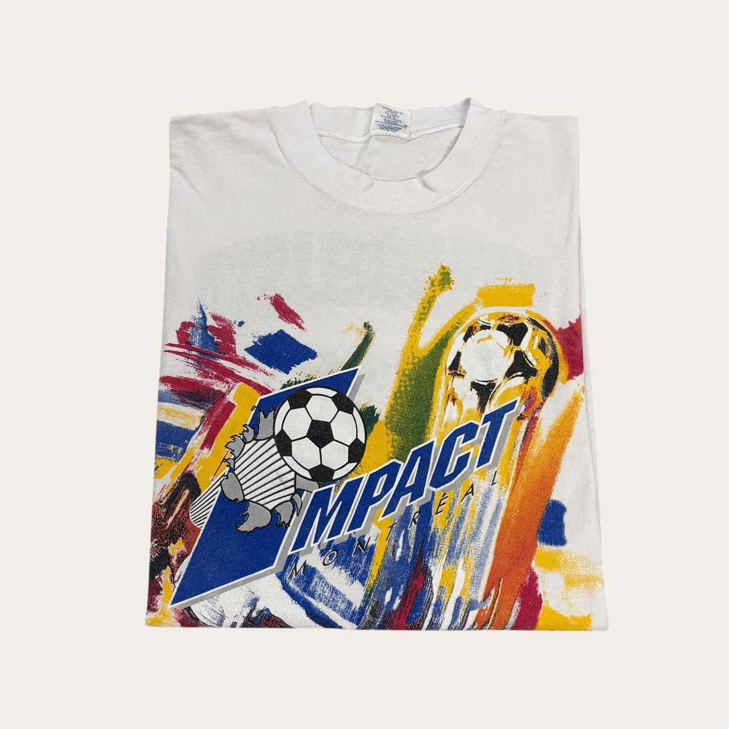 Vintage 90s Montreal Impact Canada MLS soccer team graphic t-shirt