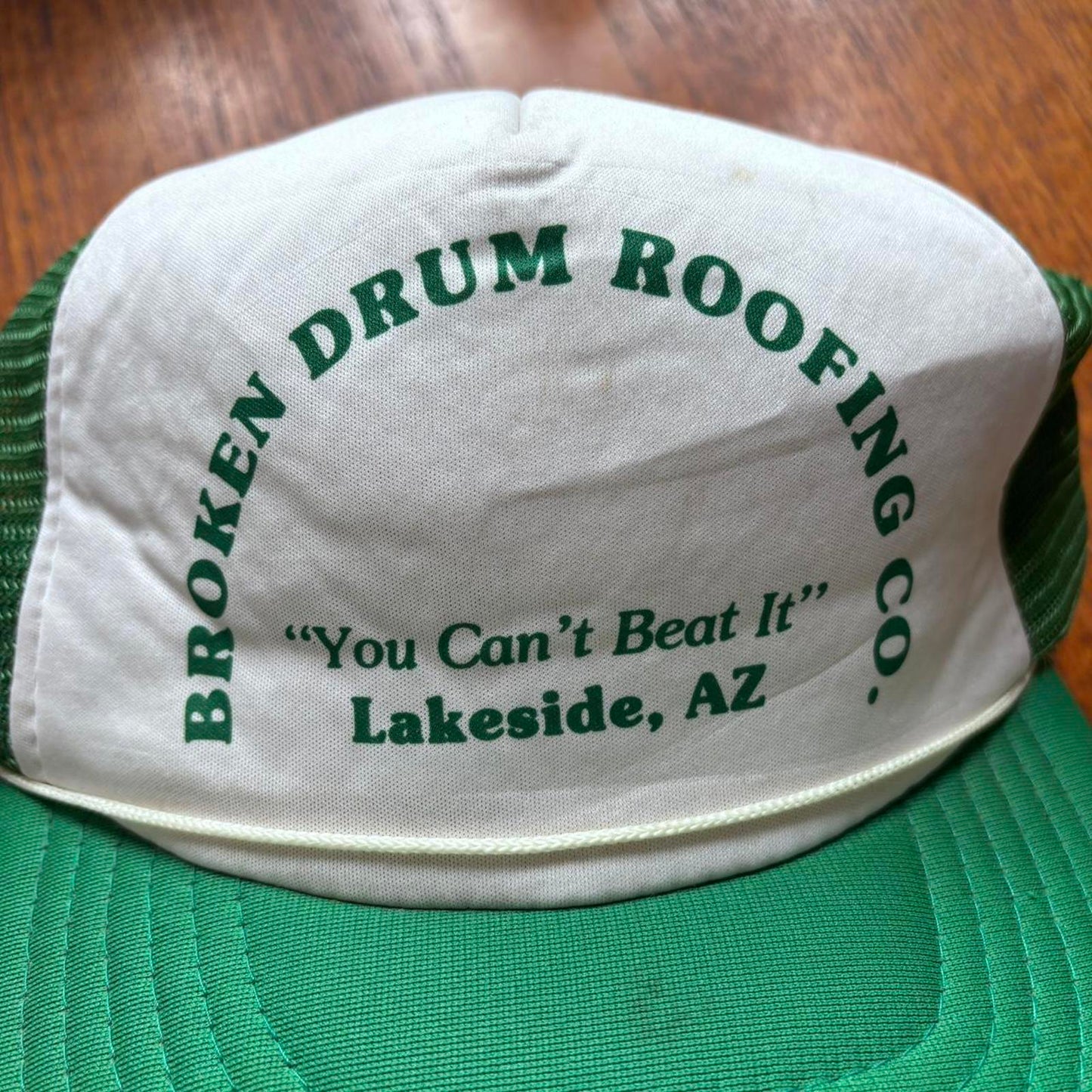 Vintage 90s USA Broken Drum roofing company Arizona construction trucker cap