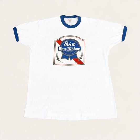 Vintage 90s USA Pabst blue ribbon beer ringer t-shirt
