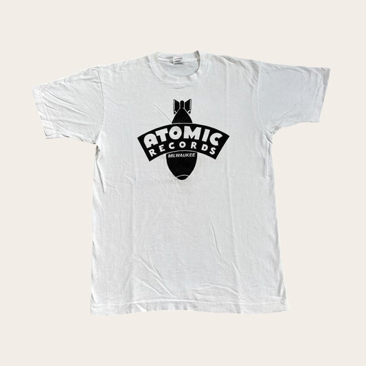 Vintage 90s USA Atomic Records Milwaukee vinyl t-shirt