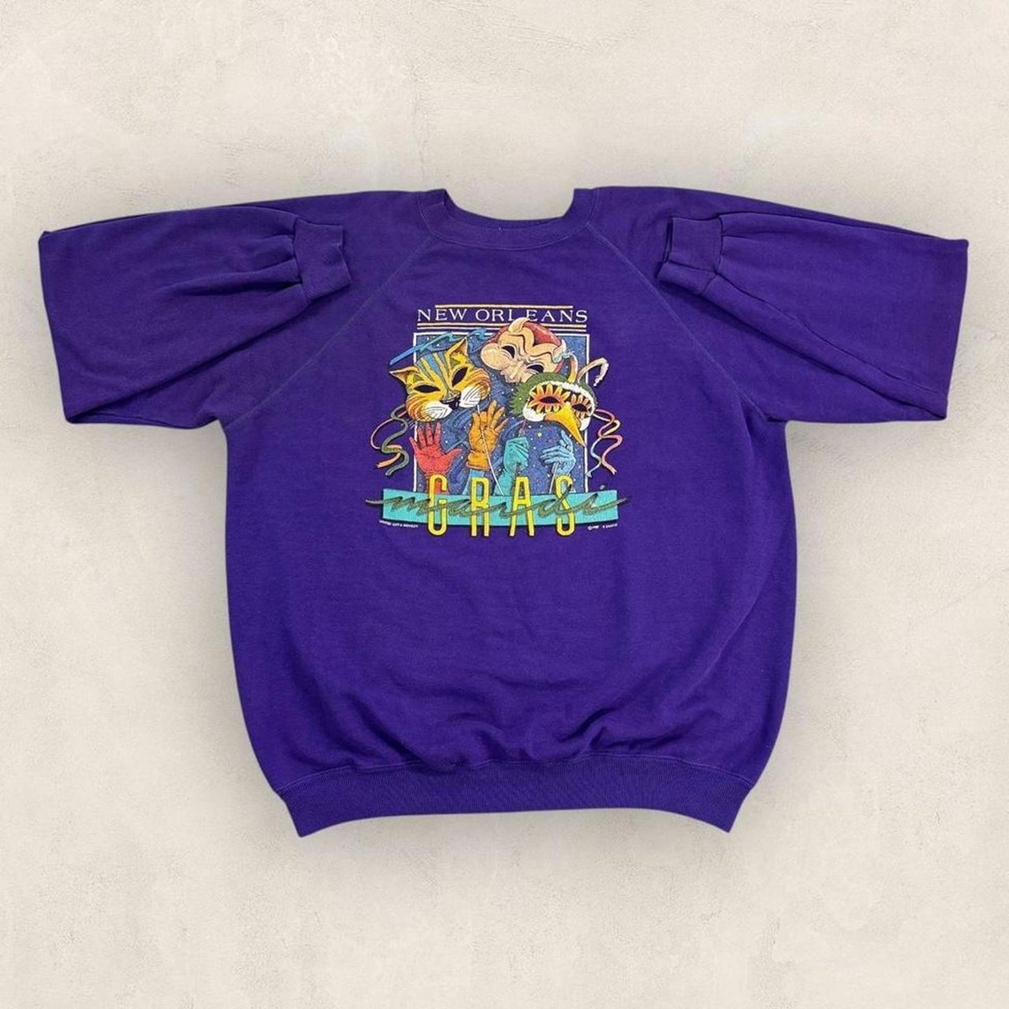 Vintage 80s USA New Orleans Mardi Gras celebration souvenir sweatshirt