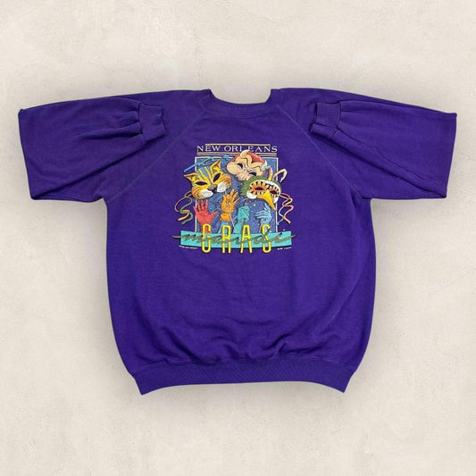 Vintage 80s USA New Orleans Mardi Gras celebration souvenir sweatshirt