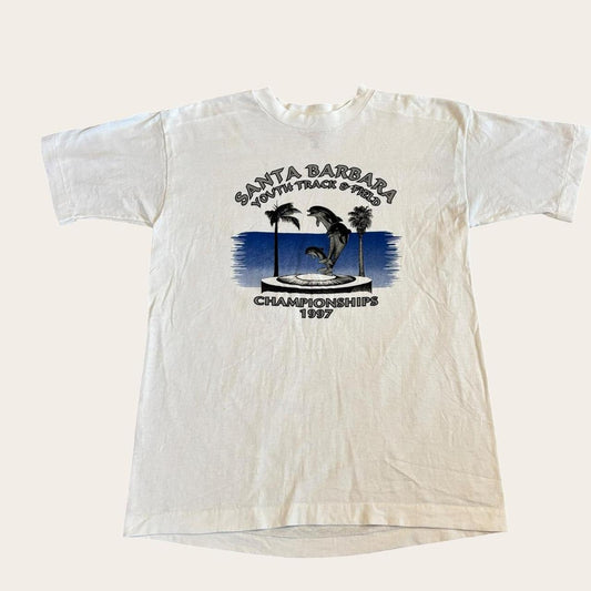 Vintage 90s USA Santa Barbara youth track & field athletics California t-shirt