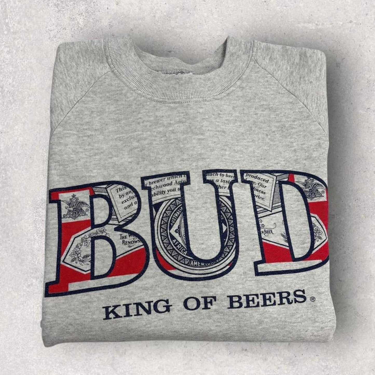 Vintage 90s USA Budweiser king of beers alcohol promotional sweatshirt