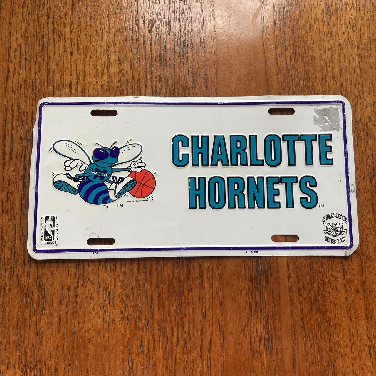 Vintage 90s USA Charlotte Hornets NBA basketball promotional American license plate