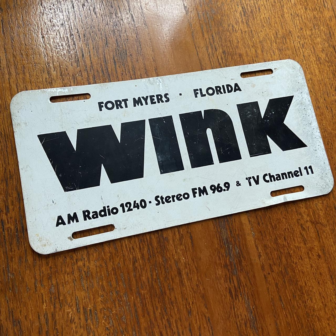 Vintage 80s USA Wink Radio TV Fort Myers Florida American license plate