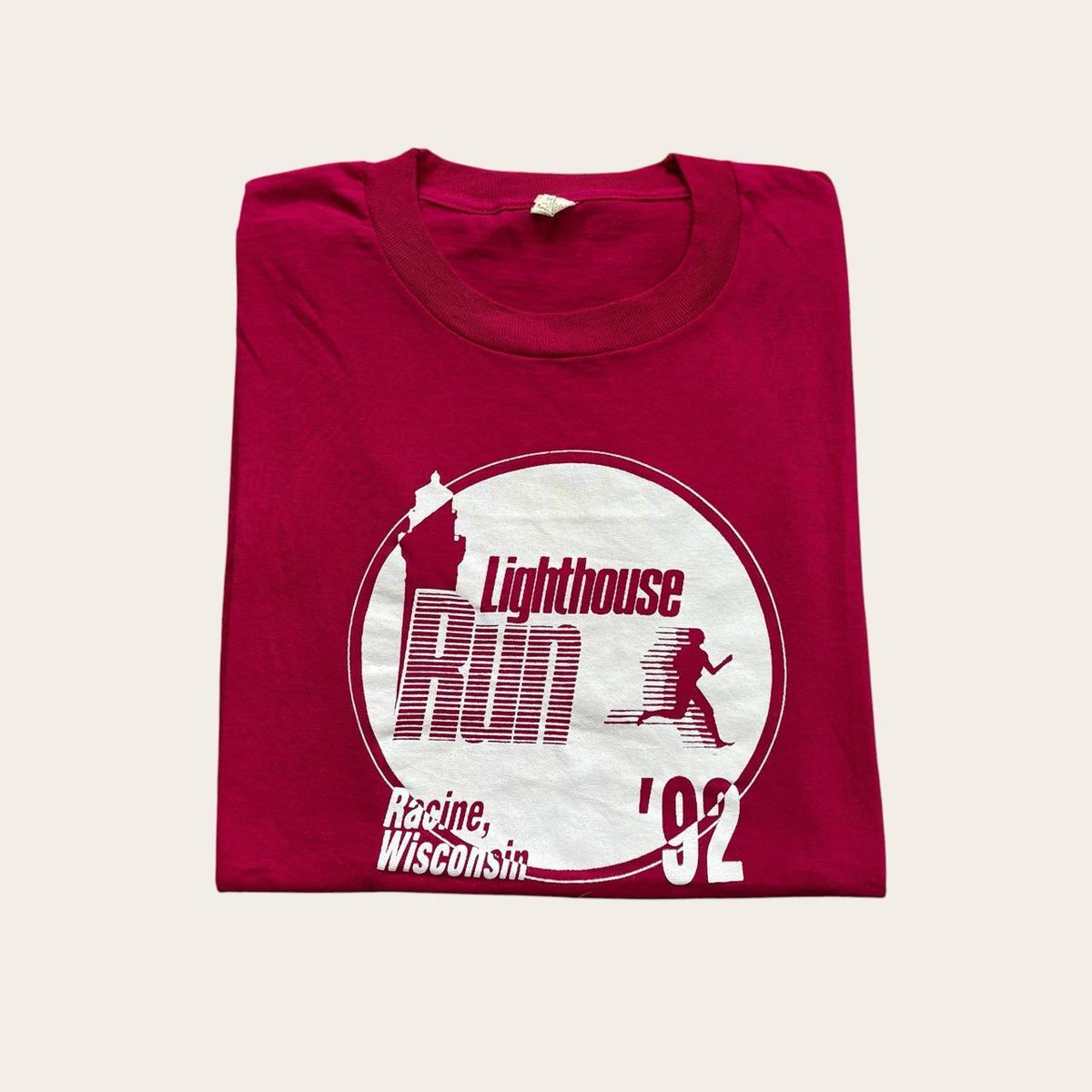 Vintage 90s USA Lighthouse Run Wisconsin running t-shirt