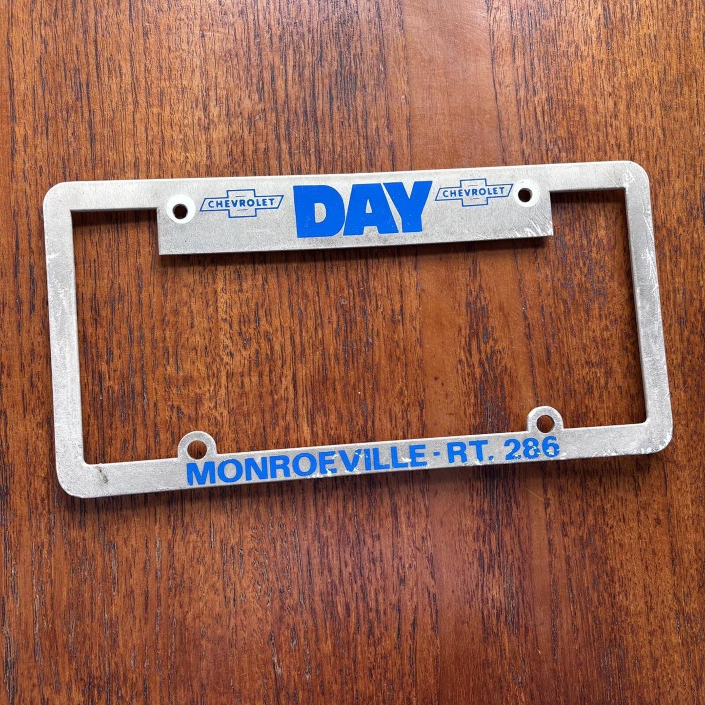Vintage 90s Day Chevrolet dealership Pennsylvania American license plate holder