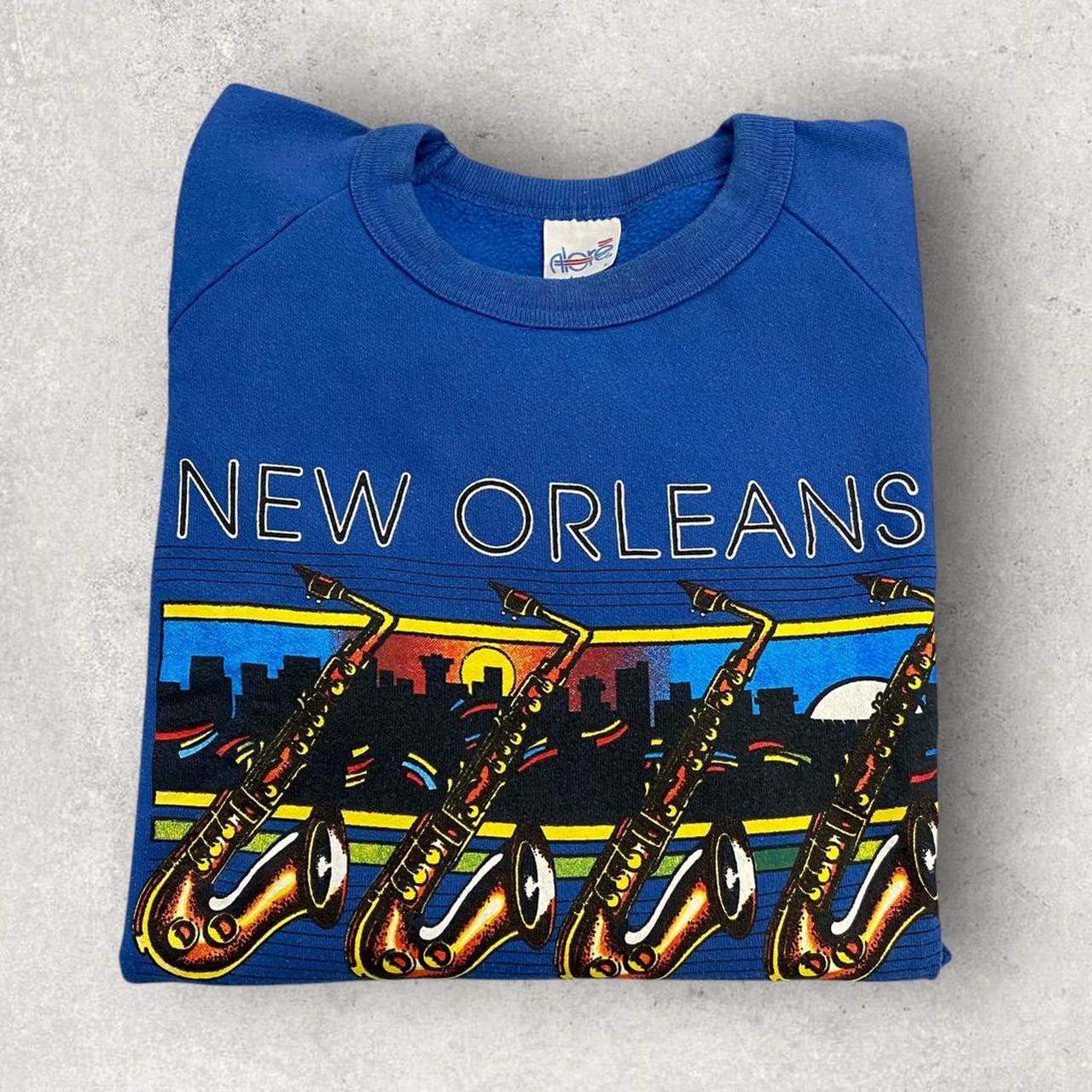 Vintage 90s USA New Orleans French Quarter jazz music Bourbon Street graphic sweatshirt