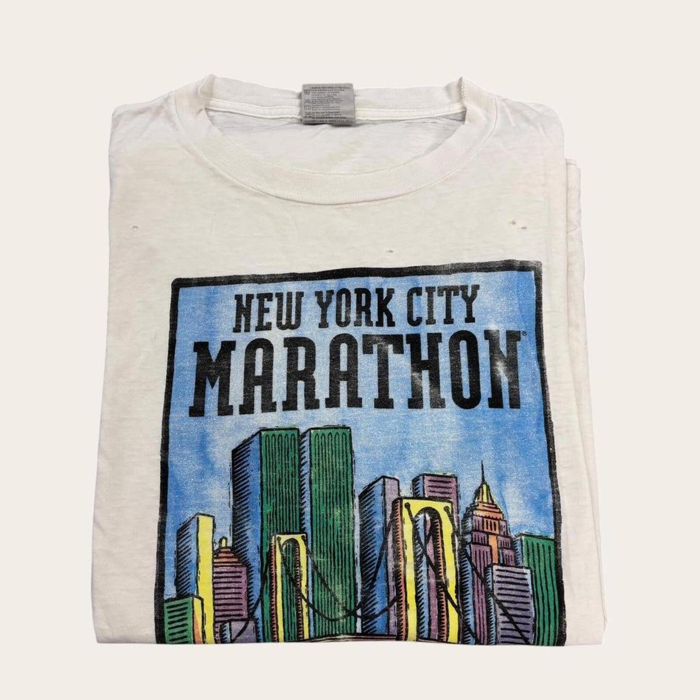 Vintage 90s USA New York City marathon race running t-shirt