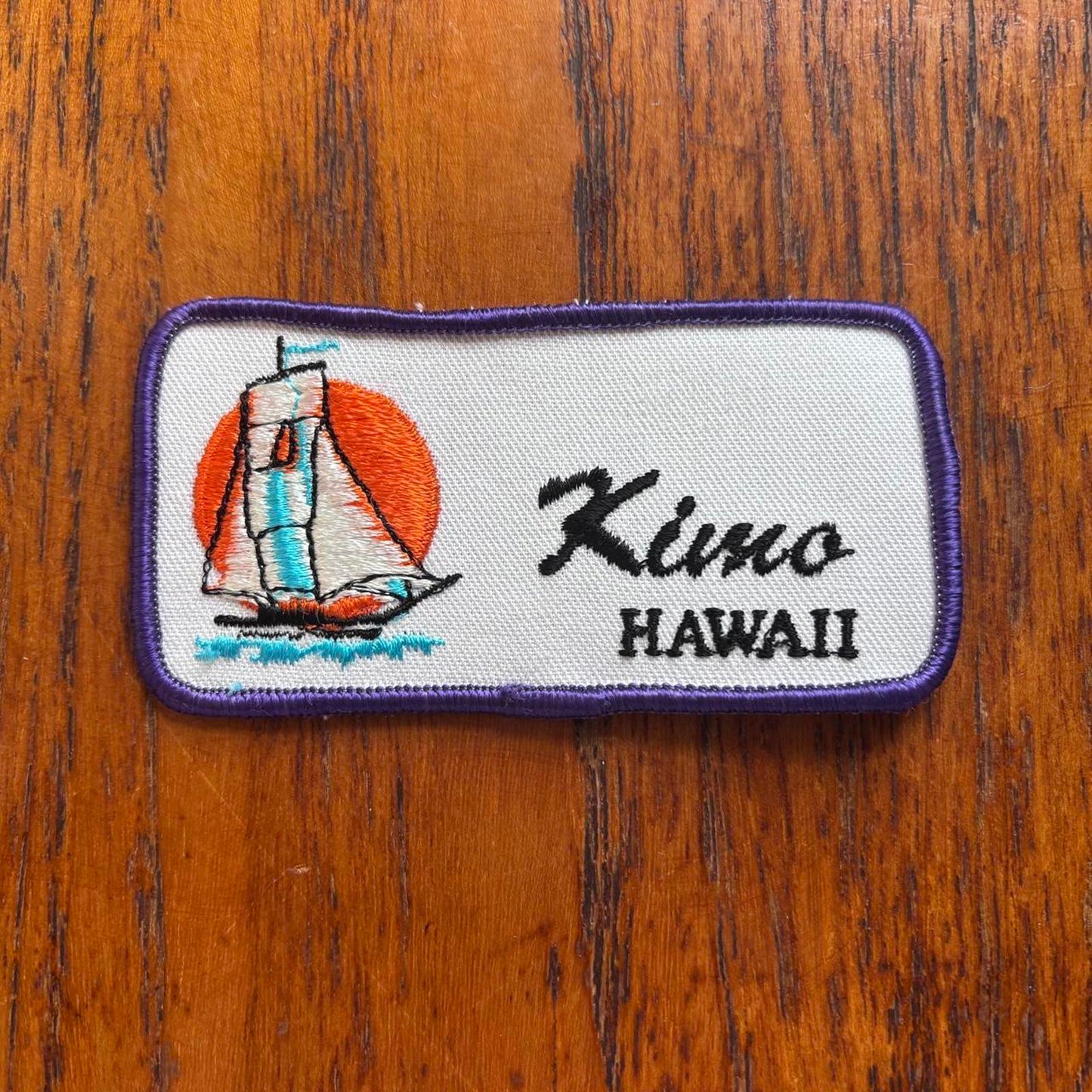 Vintage 90s USA Kimo Hawaii sailing tourist souvenir embroidered patch