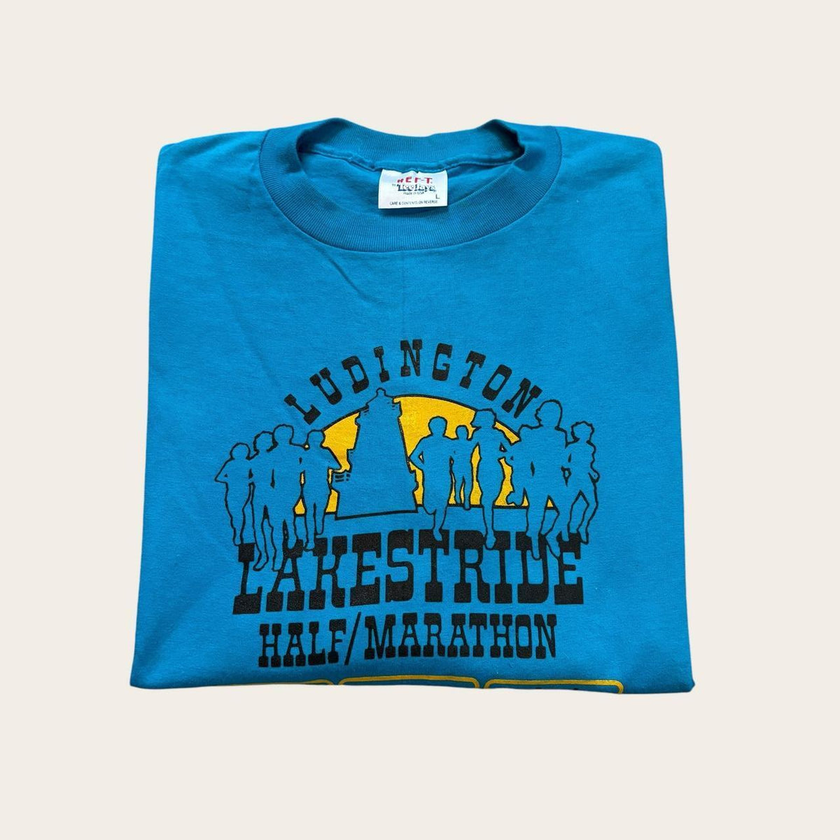 Vintage 80s USA Ludington lakestride marathon Michigan road race running t-shirt