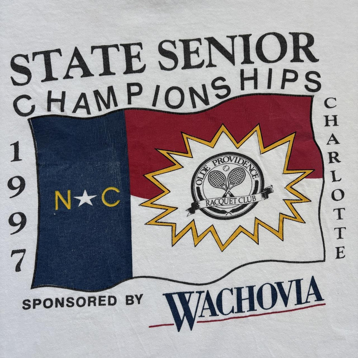 Vintage 90s USA Charlotte State Championships tennis tournament t-shirt