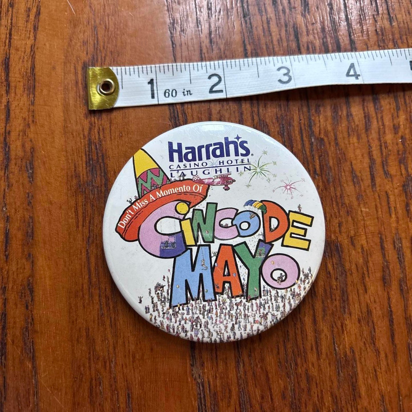 Vintage 90s USA Harrah’s Casino Hotel Laughlin Nevada Cinco de Mayo pin badge