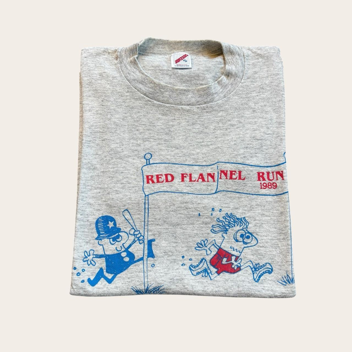 Vintage 80s USA Red Flannel Run Michigan Road race running t-shirt