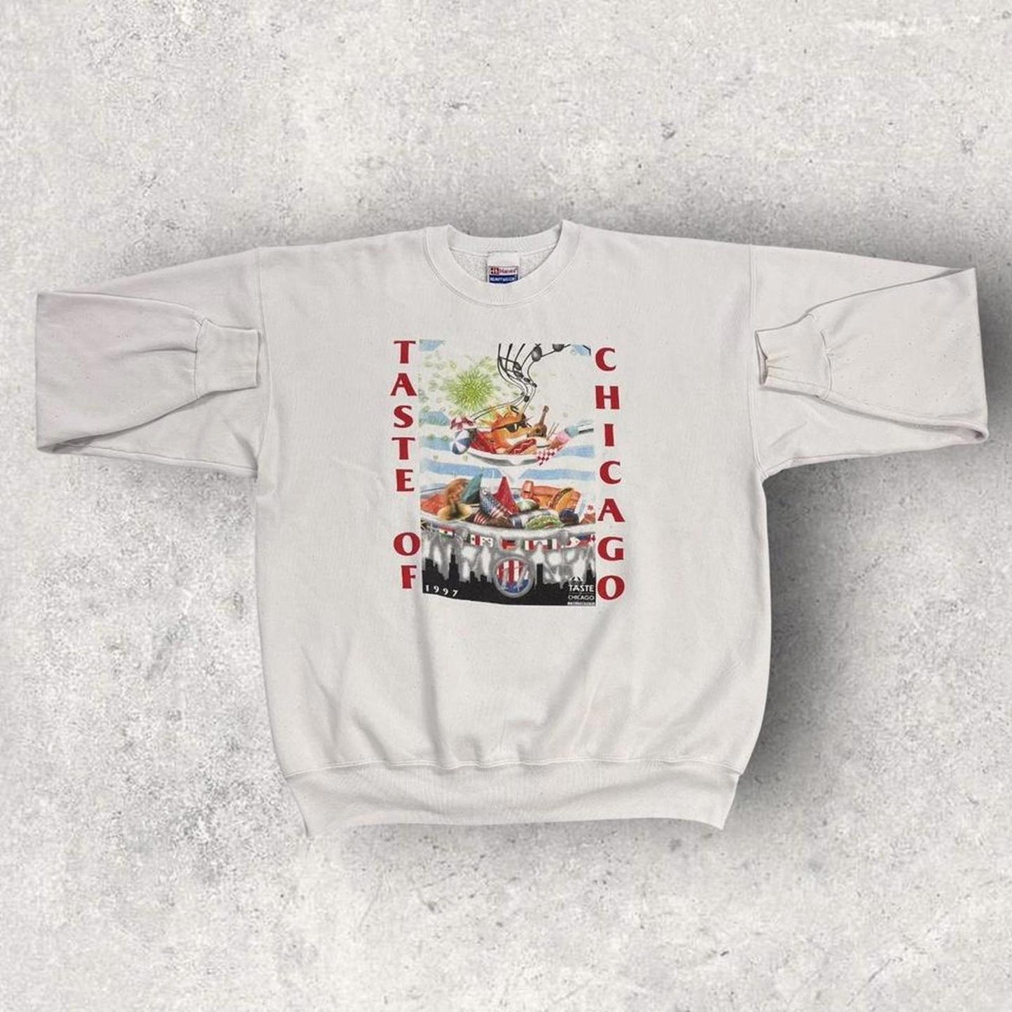 Vintage 90s USA Taste of Chicago food festival 1997 tourist souvenir sweatshirt