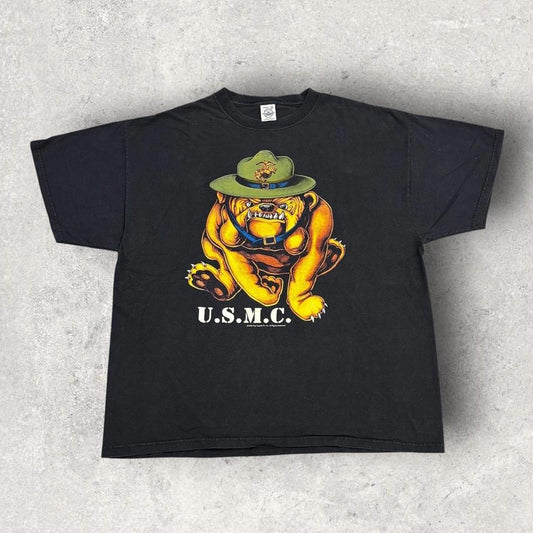 Vintage 90s United States marine corps bulldog promotional t-shirt
