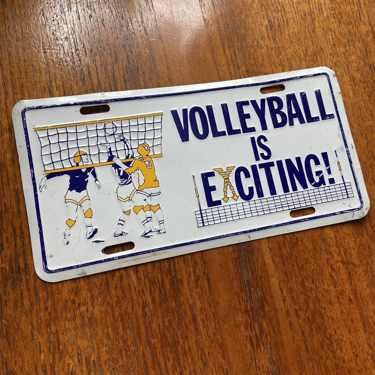 Vintage 80s USA volleyball is exciting promotional American license plate