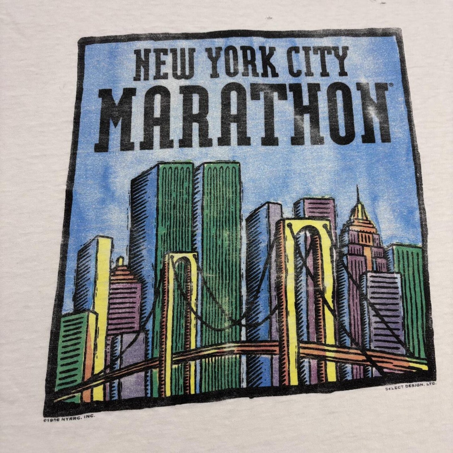 Vintage 90s USA New York City marathon race running t-shirt