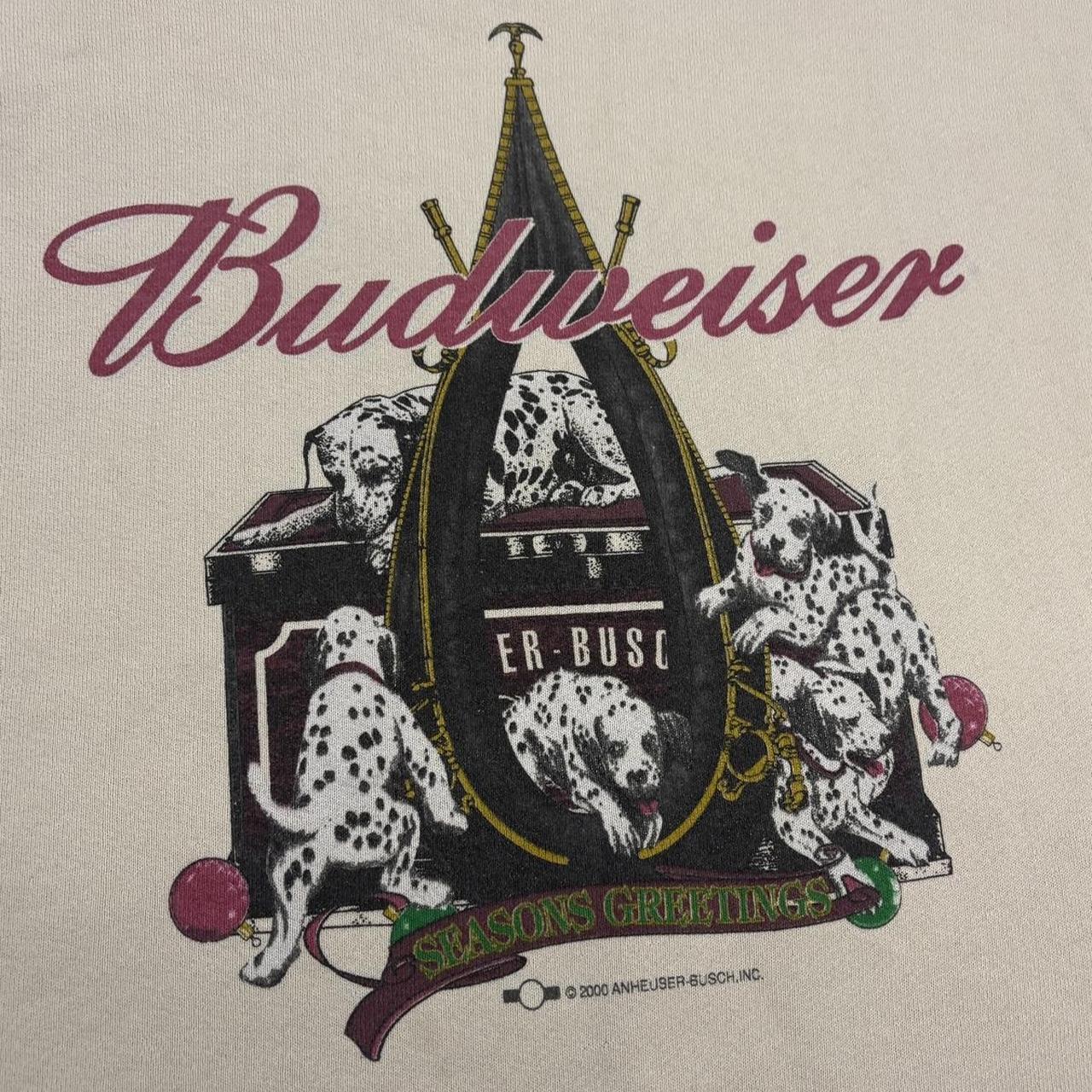 Vintage Y2K 2000s Budweiser Beer Dalmatian dogs seasons greetings graphic sweatshirt