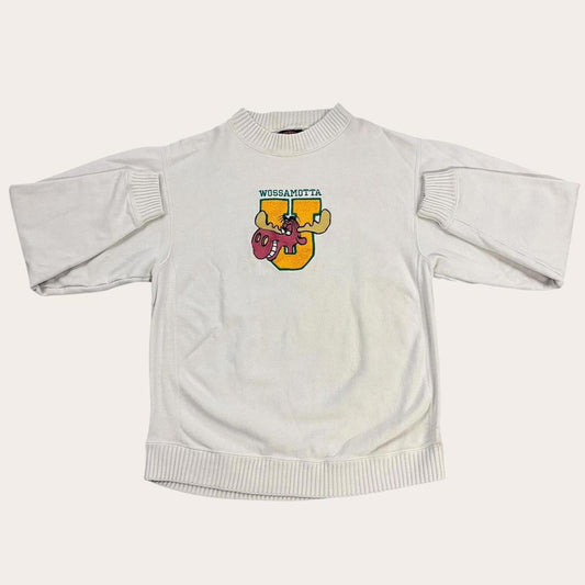 Vintage 90s Rocky & Bullwinkle Wossamotta university varsity cartoon sweatshirt