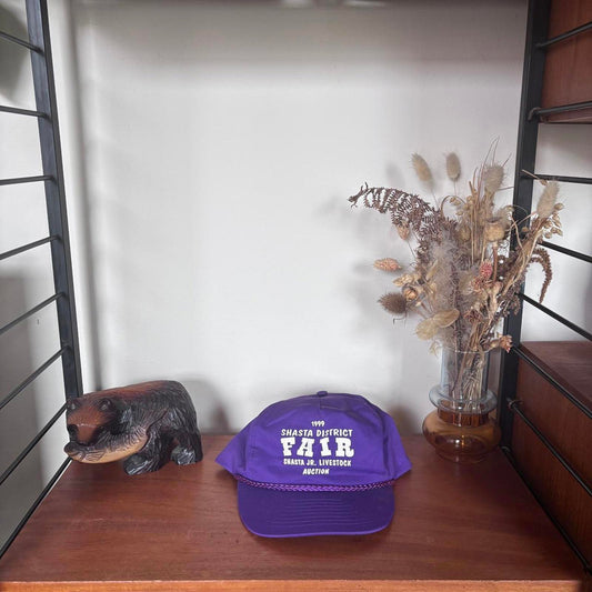 Vintage 90s USA Shasta district fair livestock auction California graphic cap