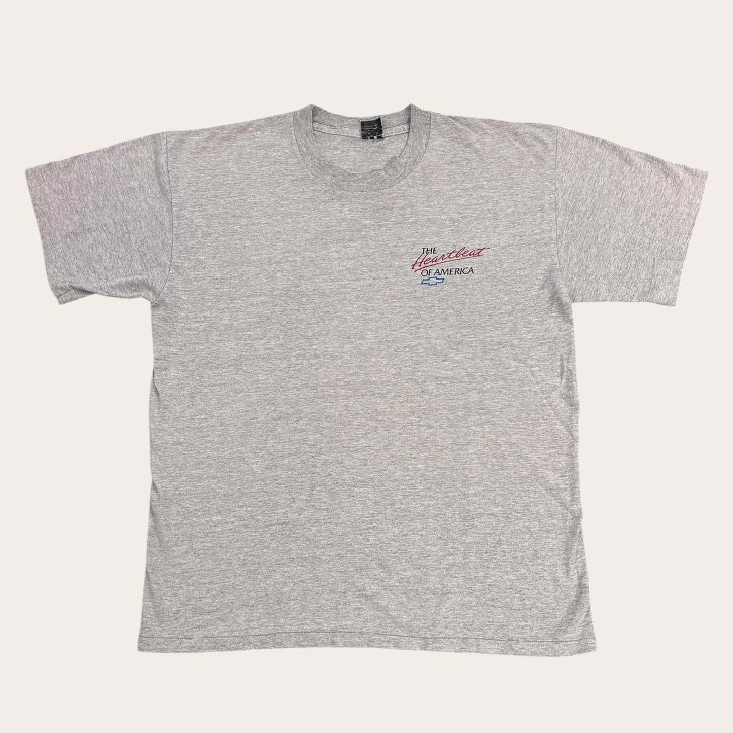 Vintage 90s USA Chevrolet automobile the heartbeat of America graphic t-shirt
