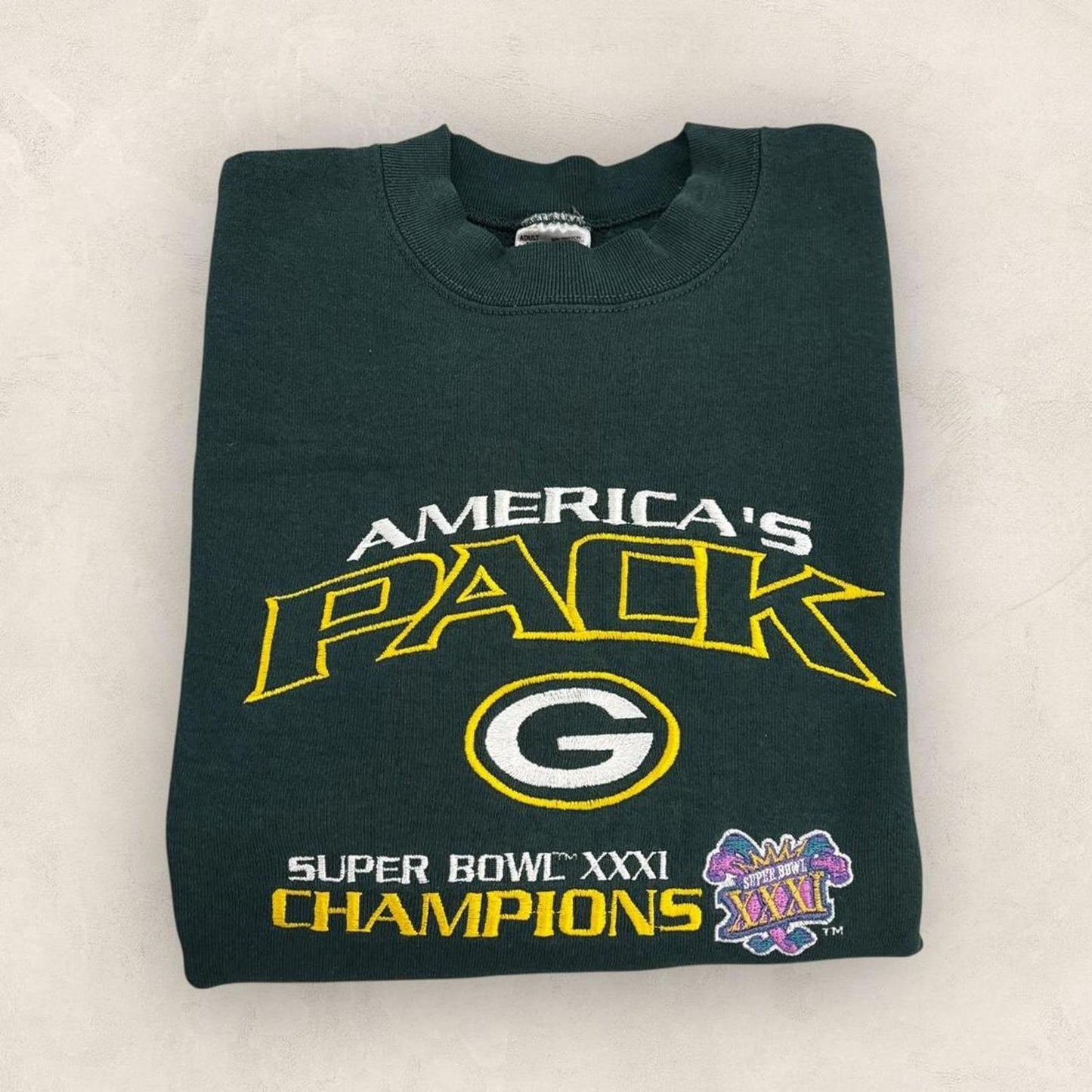 Vintage 90s USA Green Bay Packers Super Bowl 31 champions NFL sweatshirt