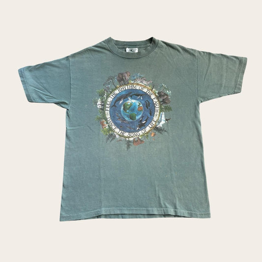 Vintage 90s USA feel the rhythm of the Earth nature wildlife animal t-shirt