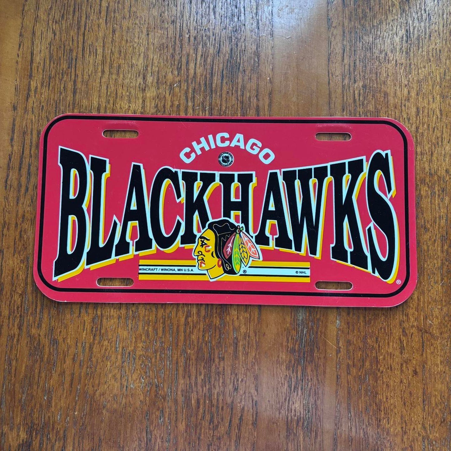 Vintage 90s USA Chicago Blackhawks NHL ice hockey American license plate