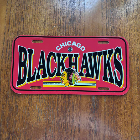 Vintage 90s USA Chicago Blackhawks NHL ice hockey American license plate