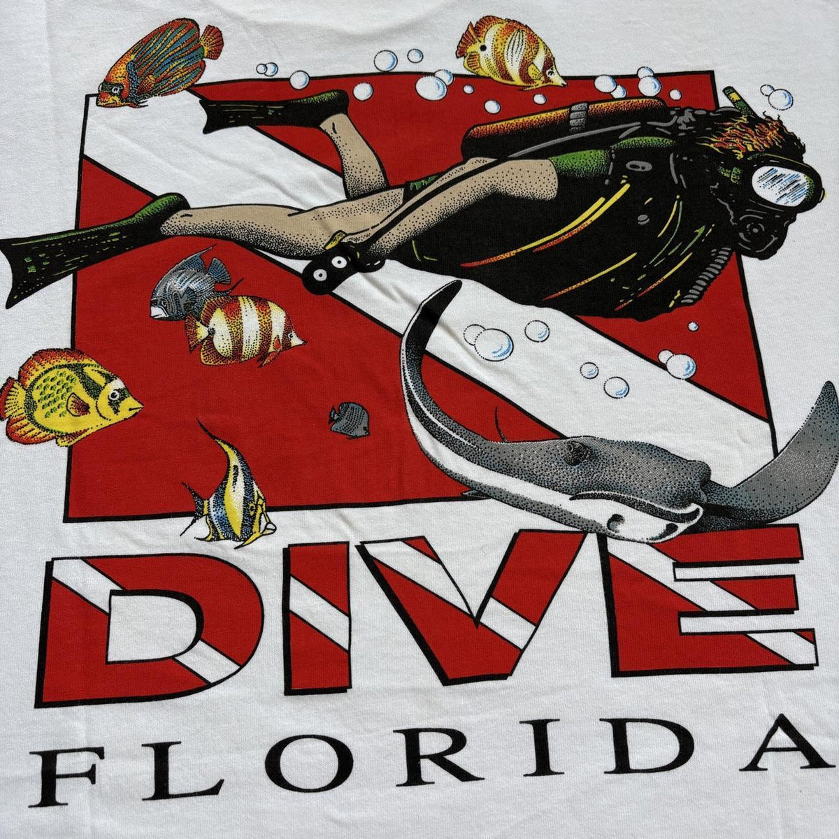 Vintage 90s USA pro scuba diving Fort Lauderdale Florida souvenir t-shirt