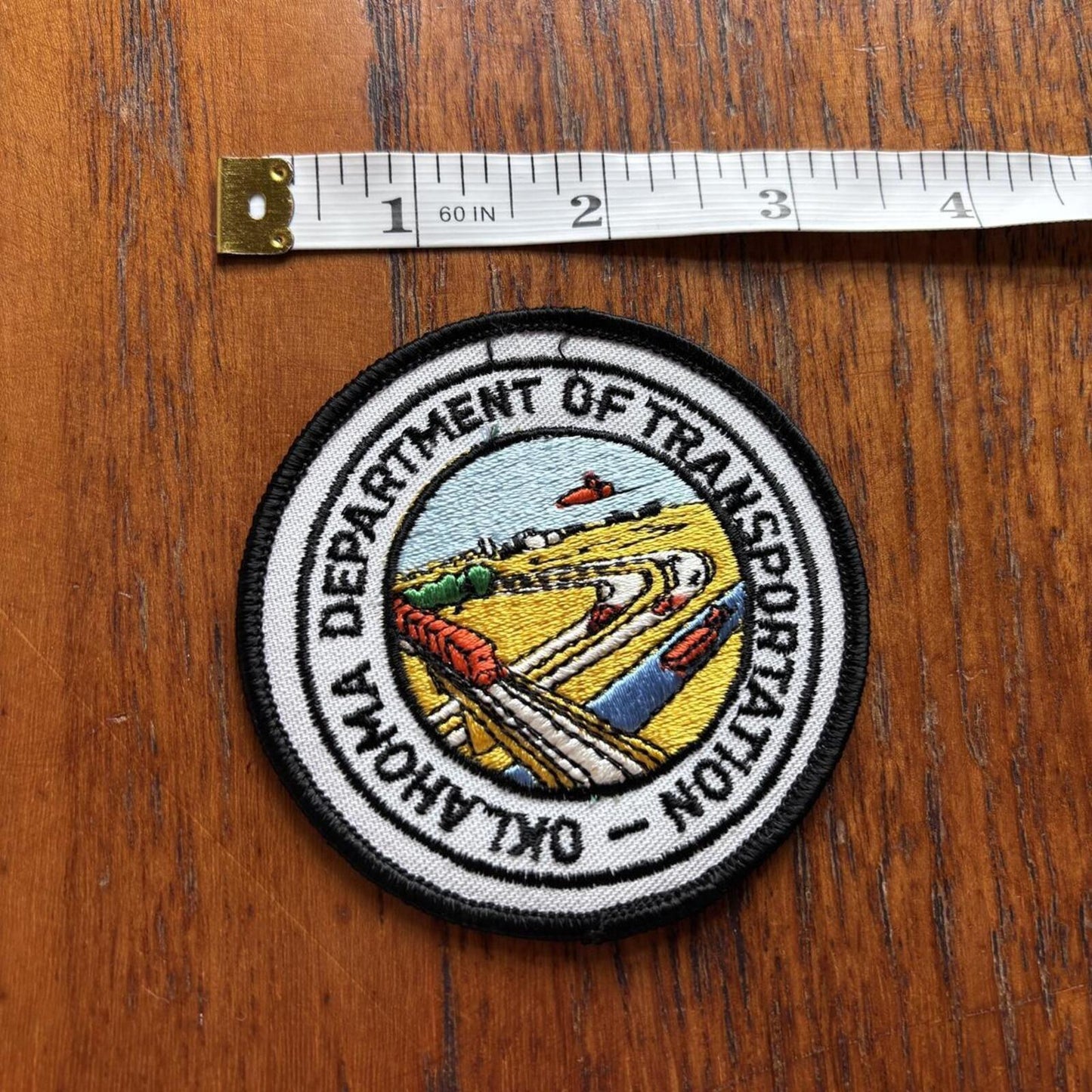 Vintage 90s USA departed of transportation Oklahoma trains embroidered patch