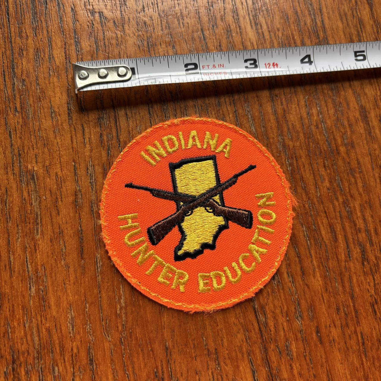 Vintage 80s USA Indiana hunter education hunting embroidered patch