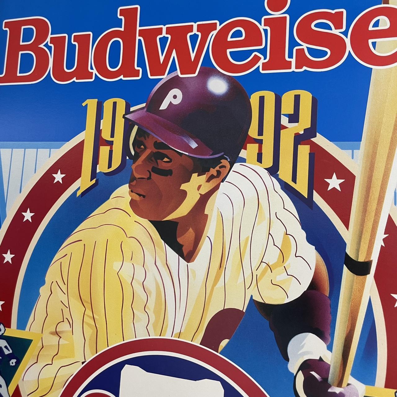 Vintage 90s USA Philadelphia Phillies MLB baseball Budweiser beer season schedule original promotional sports poster