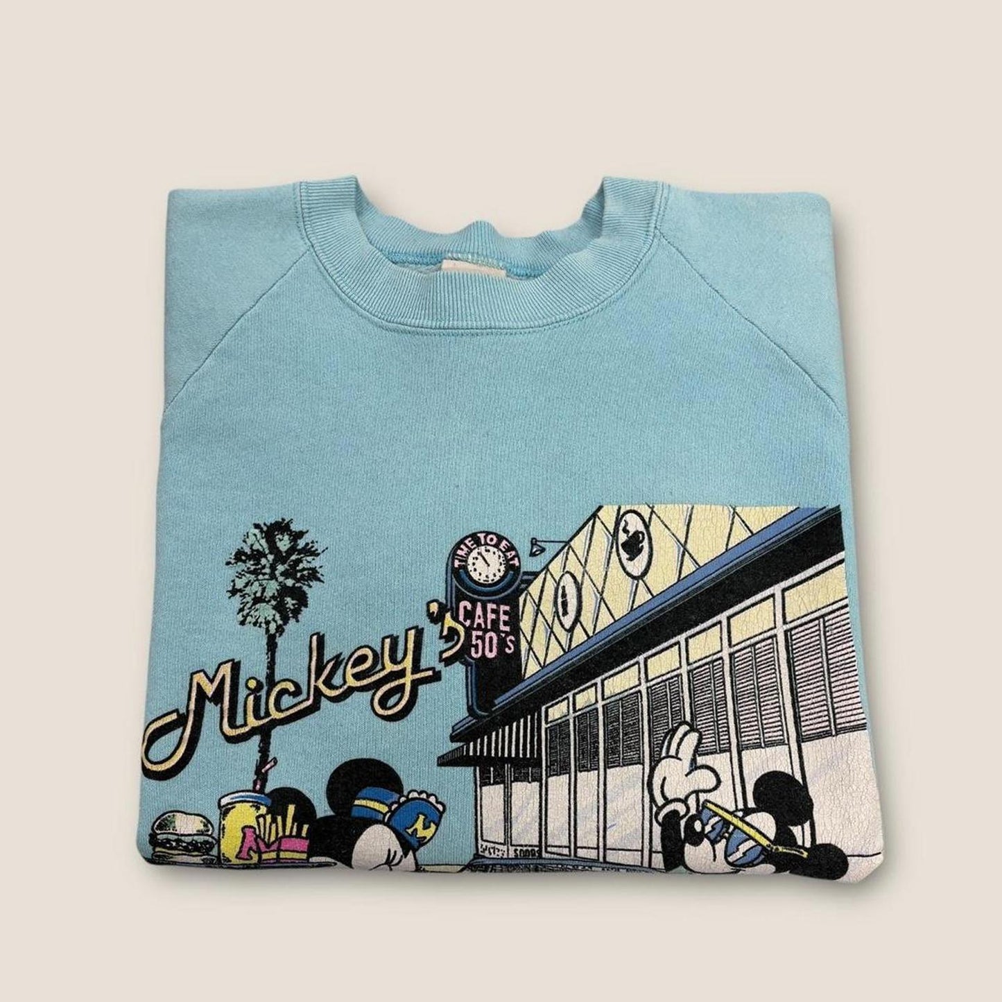 Vintage 90s USA Disney Mickey Mouse diner restaurant cartoon sweatshirt