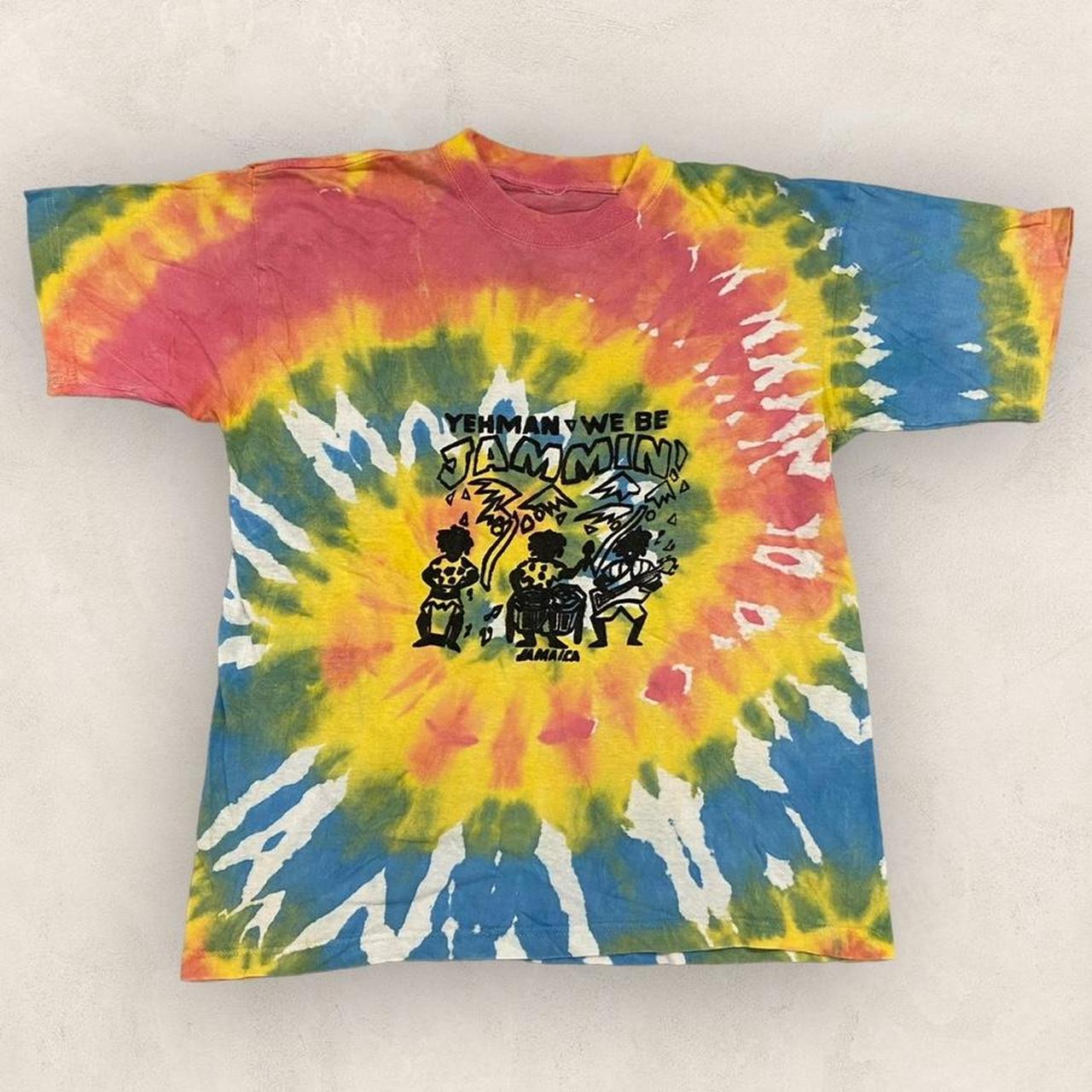 Vintage 90s reggae music Jamaica ‘we be Jammin’ graphic tie dye t-shirt