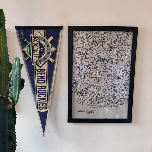 Vintage 90s USA Bend Rockies Oregon minor league baseball felt pennant