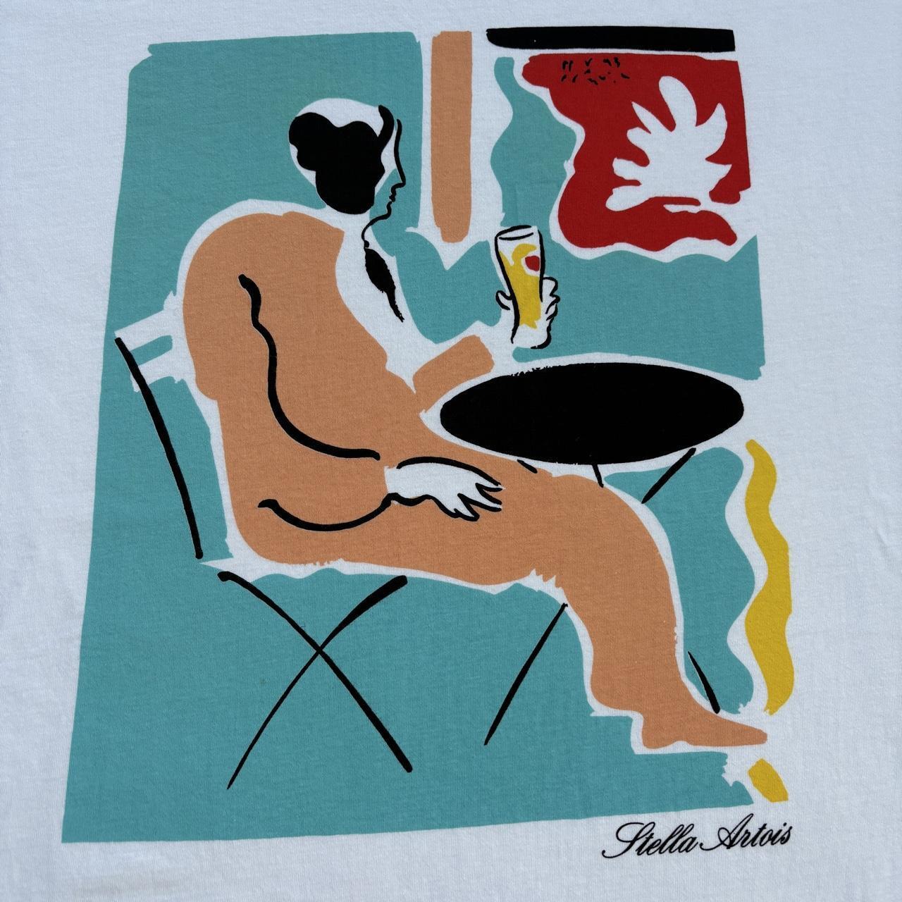 Vintage 90 Stella Artois lager beer modernism art style t-shirt