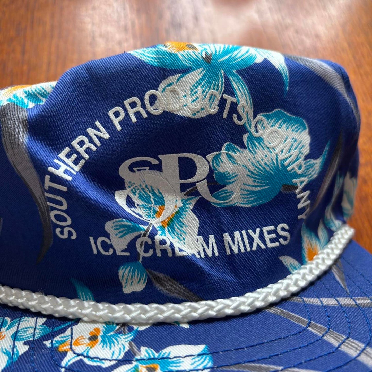 Vintage 90s USA SPC ice cream mixes Hawaiian floral print graphic cap