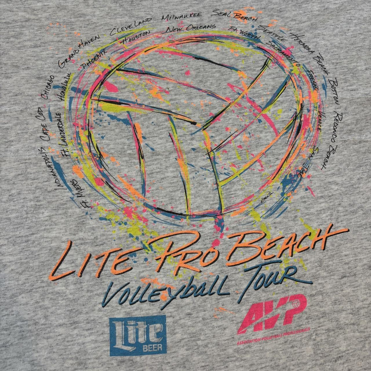 Vintage 90s USA Miller lite beer beach volleyball tour t-shirt