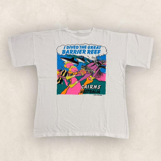 Vintage 90s Great Barrier Reef Cairns Australia scuba diving ocean graphic t-shirt