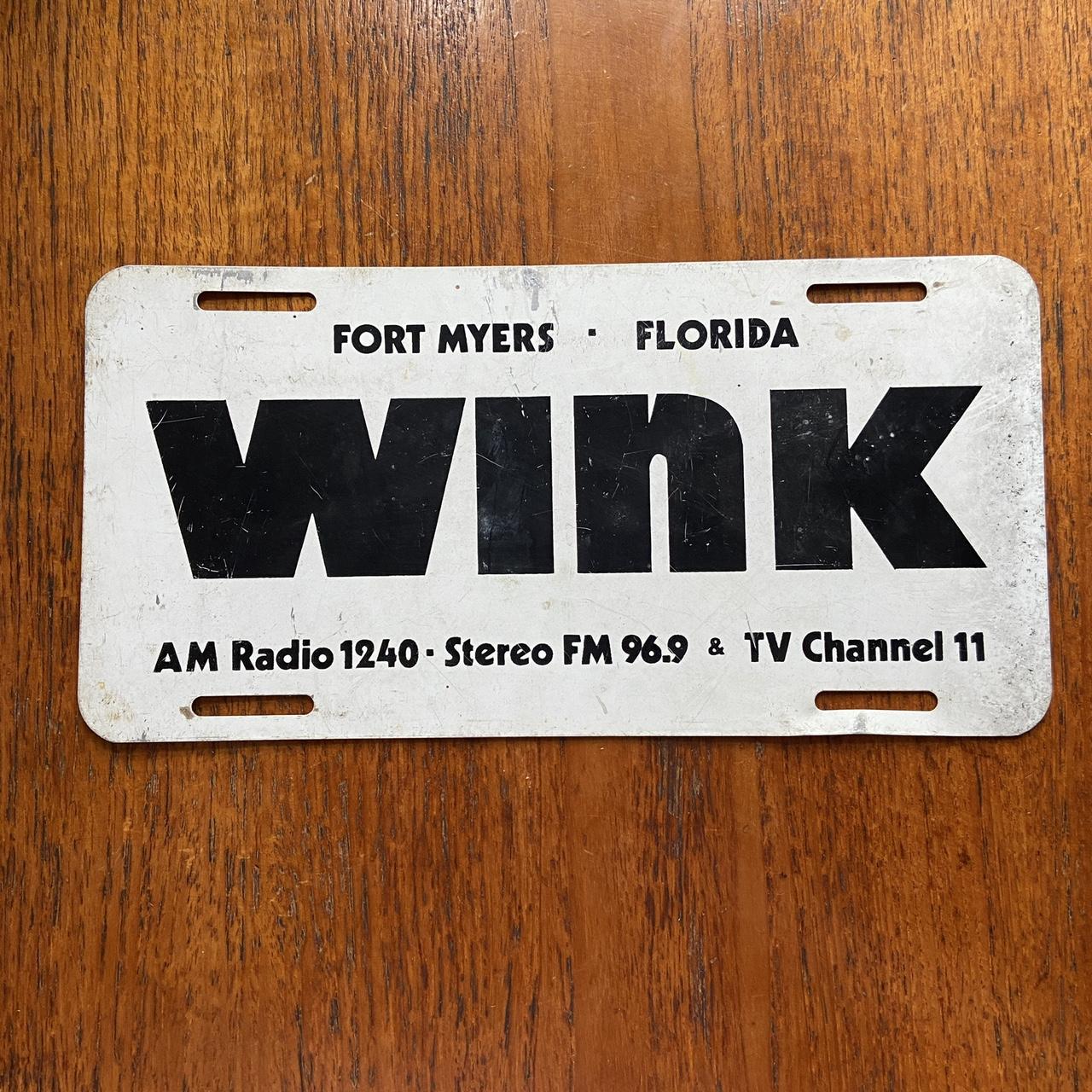 Vintage 80s USA Wink Radio TV Fort Myers Florida American license plate