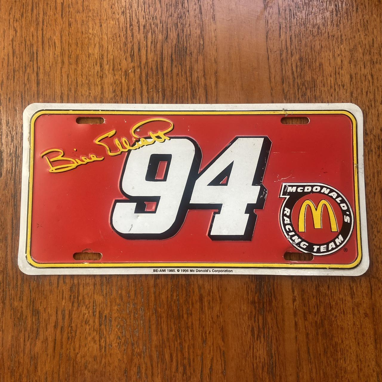 Vintage 90s USA NASCAR Bill Elliott motorsport McDonald’s Racing Team American license plate