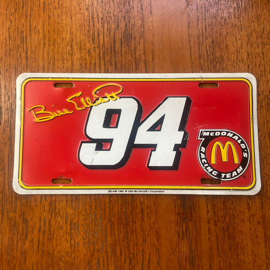 Vintage 90s USA NASCAR Bill Elliott motorsport McDonald’s Racing Team American license plate