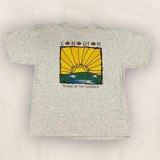 Vintage 90s Canadian igloos in the summer humour Canada graphic t-shirt