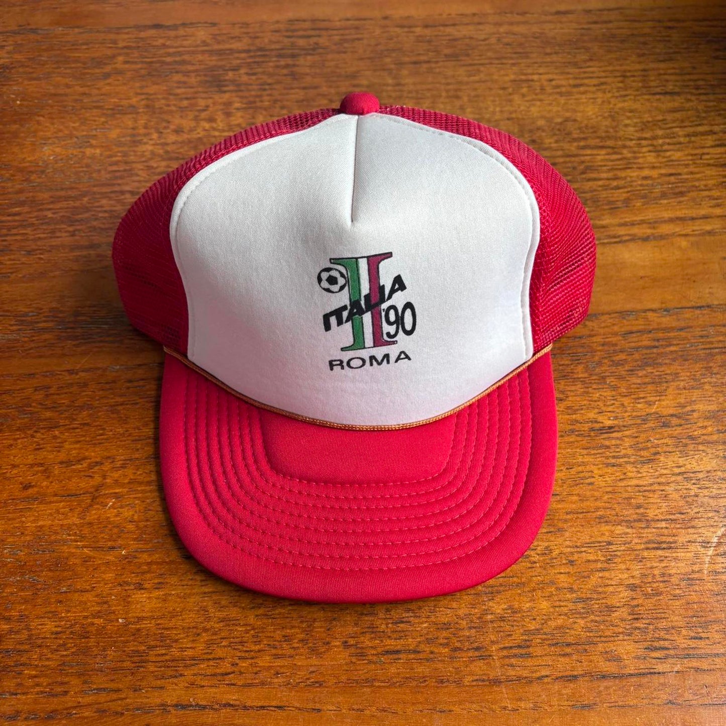 Vintage 90s World Cup Italy Rome football tournament promotional trucker cap