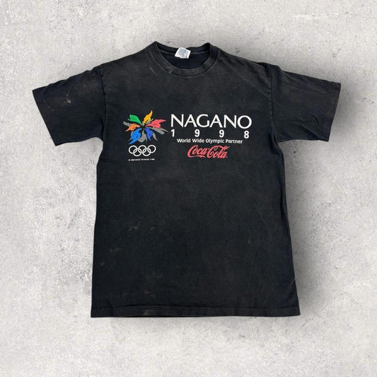 Vintage 90s Nagano Olympics Japan winter games snow sports Coca Cola t-shirt