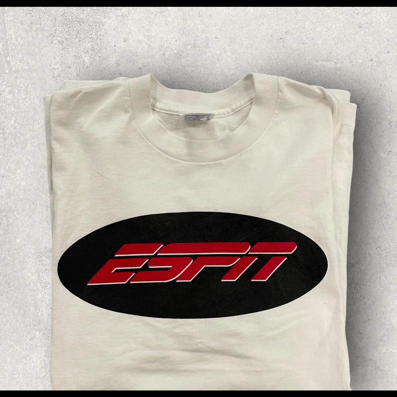 Vintage 90s USA ESPN entertainment and sports programming network TV news graphic t-shirt